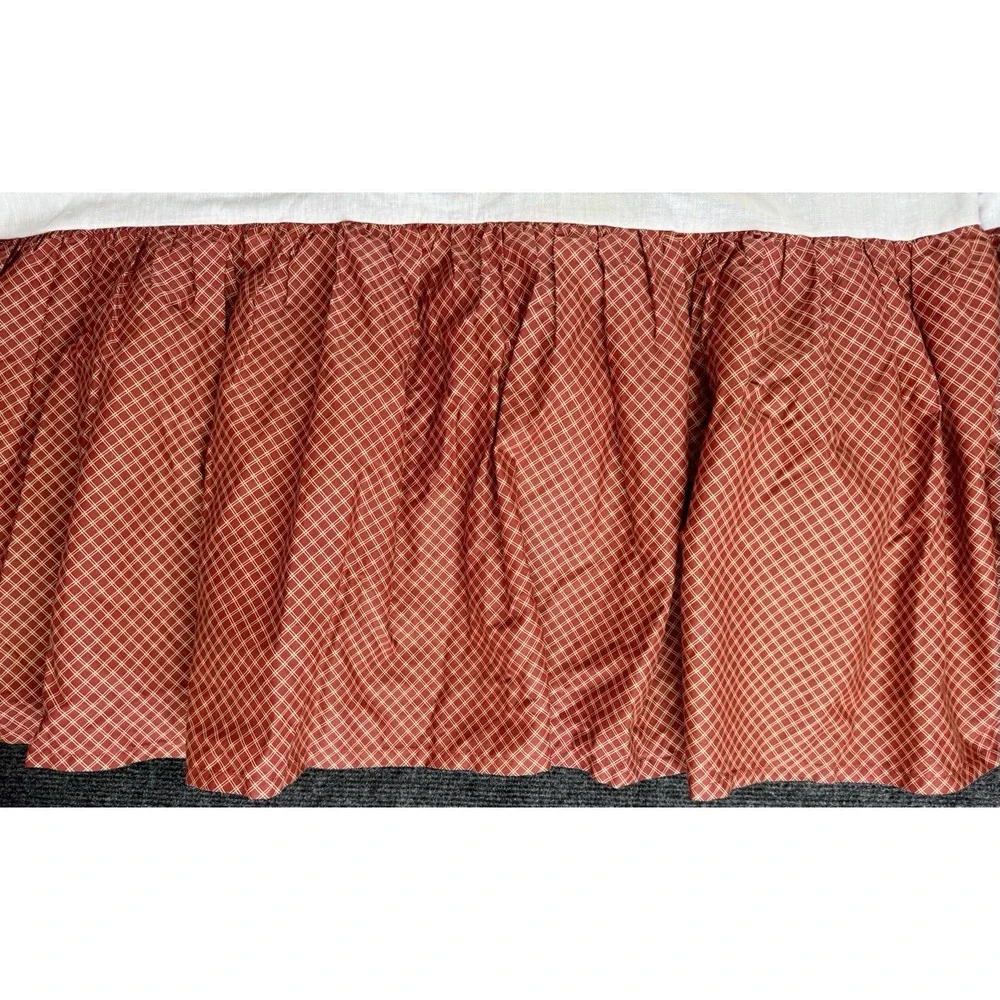 Chaps Ralph Lauren Home Elizabeth Queen Bed Skirt Red Tan Check Plaid Cotton 15